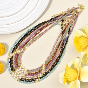 Collier bohème 3 mm avec perles rondes facettées en spinelle noire et <span class=keywords><strong>pierre</strong></span> <span class=keywords><strong>de</strong></span> <span class=keywords><strong>soleil</strong></span>, et perles d'eau douce – Bijou élégant pour femme, idéal pour le quotidien, cadeau - Product Image 2