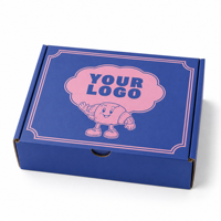 Kotak Pengiriman Bergelombang Biru Custom Print dengan Logo untuk Set Hadiah Kue dan Kemasan Bawa Pulang Kafe
