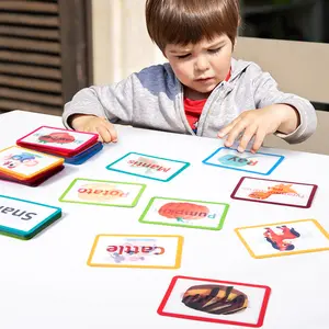 Cartão cognitivo de alfabeto de frutas para educação infantil, cartão com vocabulário em inglês, cartão flash visual 3D