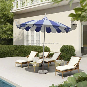 Paraguas de pagoda de poste de acero inoxidable de 8,5 pies, paraguas de playa de costilla de fibra de vidrio para <span class=keywords><strong>Patio</strong></span>, paraguas de pagoda rojo y blanco - Product Image 5