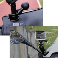 Support de guidon de moto pour gopro aluminium 360 rotation pivotante mini rotule avec 1/4 vis rétroviseur caméra support