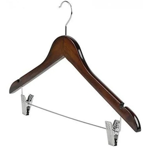 Solid Wood <b>Hangers</b> Hotel Clothing Store Retro Ribbons Clips <b>Wooden</b> <b>Hangers</b> Suits <b>Clothes</b> - Product Image 1