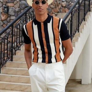 Camisas de Golf de Manga Corta para Hombre, Estilo Vintage, Tejido Transpirable de Viscosa/Algodón, Corte Regular, Estampadas, con Botones - Product Image 2
