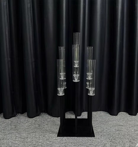 Chandelier en métal noir à 9 bras pour décoration de table de mariage, accessoire de mariage - Product Image 1