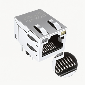 Connettore Ethernet Femmina Modulare 8P8C <span class=keywords><strong>SMT</strong></span> <span class=keywords><strong>RJ45</strong></span> per LED Cat5e Cat6 Giallo/Verde PA46 Poliestere - Miglior Connettore all'Ingrosso - Product Image 1
