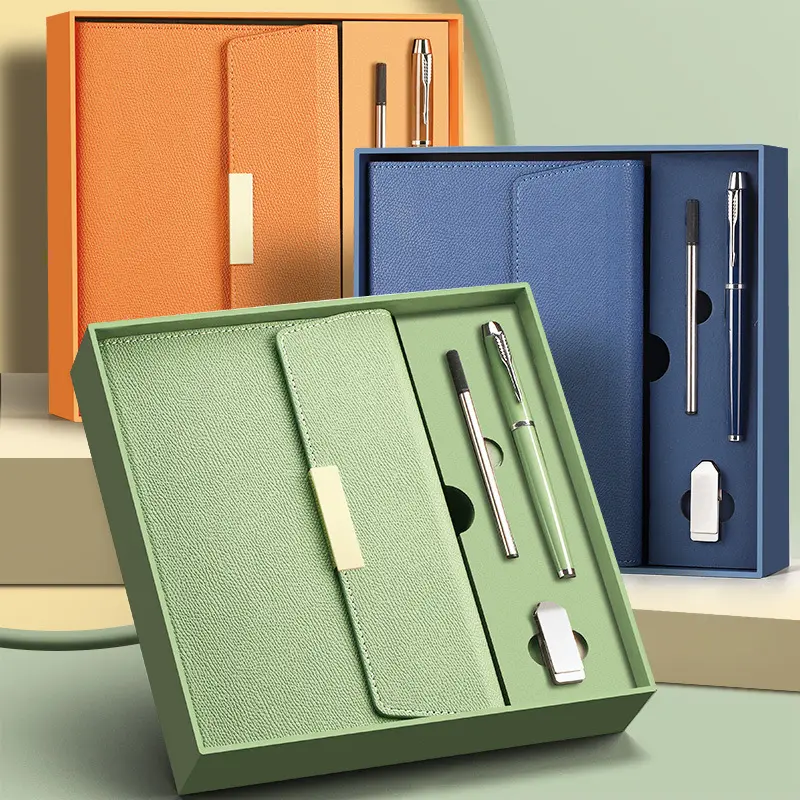 Raccoglitore per Notebook in pelle sintetica 2024 diario fisso Logo personalizzato A5 con Set di scatole regalo