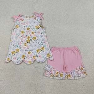 Conjunto Dulce para Bebés Niñas: Túnica a Rayas con Volantes y Lazos, y Pantalones Cortos con Volantes, de Spandex/Poliéster Ecológico - Product Image 5
