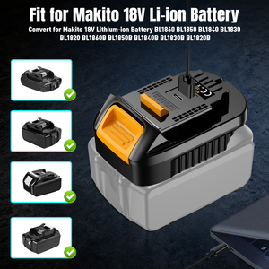 Adaptateur <span class=keywords><strong>de</strong></span> batterie pour outils <span class=keywords><strong>Dewalt</strong></span> avec chargeur USB A et Type-C, convertit la batterie Makita 18V en alimentation pour les outils <span class=keywords><strong>Dewalt</strong></span> 20V - Product Image 3