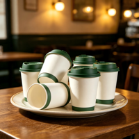 Gobelets en papier jetables 8oz 16oz à double paroi isolés pour boissons chaudes, logo personnalisé, vente en gros