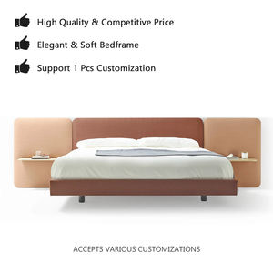 Modern Gestoffeerd Platformbed Met Verlengd Hoofdeinde En Zwevende Nachtkastjes | Luxe Minimalistisch Ontwerp - Product Image 3