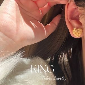 King <b>Silver</b> Jewelry Rose Heart <b>Stud</b> Earrings S925 Sterling <b>Silver</b> Gold Plated Everyday Wear - Product Image 4