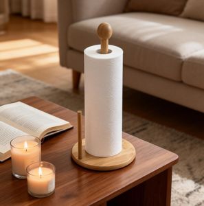 Portarrollos de Papel de Bambú Natural en Forma de Árbol, con Doble Varilla de Estabilización, Base Antideslizante y Estable, Organizador Decorativo para <span class=keywords><strong>Cocina</strong></span> - Product Image 2