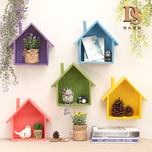 Porte-clés en <span class=keywords><strong>forme</strong></span> de <span class=keywords><strong>maison</strong></span> rétro nautique étagère murale en pin jaune pour le rangement décoration murale technique polie - Product Image 4