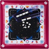 Tapis de Mahjong Américain Thème Noël en Caoutchouc Antidérapant et Anti-bruit avec Sac de Rangement – Tapis de Jeu pour Fêtes de Fin d'Année