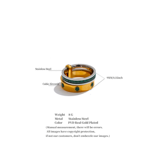 Cincin JINYOU 7691 Minimalis Dua Warna, Baja Anti Karat Lapis Emas, Bertabur Zirkonia Kubik, Cincin Personalisasi - Product Image 6