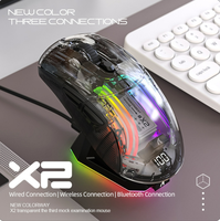 Souris de jeu sans fil Attack Shark X2 PRO RGB à trois modes, transparente, avec affichage de la puissance de l'écran, pour le jeu et les sports électroniques