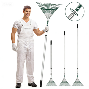 6-Foot Telescopic Rake Adjustable Gardening Tool 22 Tines Green Color 3-Year Warranty <strong>for</strong> Clearing Leaves Made Manganese Steel - Product Image 4
