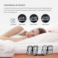 Reloj de Pared LED 3D EMAF, Reloj Despertador Digital con Temporizador, Luz Nocturna, Decoración para Almacén, Oficina, Sala de Estar, Reloj LED Digital