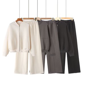 Set 2 pezzi da <span class=keywords><strong>donna</strong></span> senza <span class=keywords><strong>cappuccio</strong></span> giacca <span class=keywords><strong>con</strong></span> <span class=keywords><strong>Zip</strong></span> felpe <span class=keywords><strong>con</strong></span> pantaloni di sudore - Product Image 1