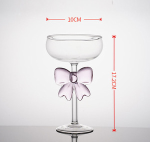 Taza de bebida de borosilicato alto, tazas de helado de jugo de whisky de vidrio transparente, tazas de vidrio de café frío únicas con lazo <span class=keywords><strong>rosa</strong></span> - Product Image 4