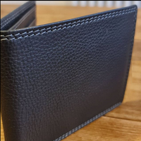 Dompet Pria Kulit Asli Full Grain 2026, Model Slim Lipat, Desain Minimalis, Ukuran Pendek, Untuk Penggunaan Sehari-hari, Warna Hitam