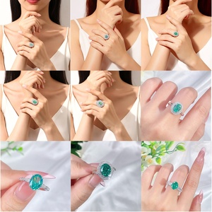 แหวนเงินแท้ <span class=keywords><strong>926</strong></span> LEPAI ขายดี แหวนแฟชั่น แหวนมรกตสีเขียวสำหรับผู้หญิง - Product Image 2
