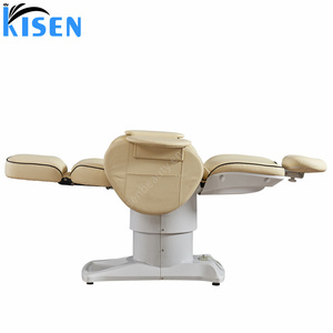 Kisen White PU Pedicure Barber Electric Beauty Remote <b>Recline</b> Tattoo Furniture Shampoo Bed Customizable PU Color For Hair Spa - Product Image 5