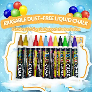 12 Color/set Liquid Erasable Chalk Marker Pen For Glass Windows Blackboard Markers Teaching Tools Office Material
