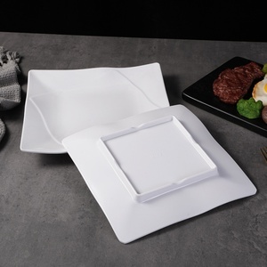 Assiette carrée en mélamine de 7/8/9/10/11 pouces au design moderne, écologique, pour restaurant, buffet, service traiteur - Product Image 4