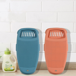 Plastic Washboard Blue And Coral For Home Use With Ribbed Surface For Scrubbing Clothes And Socks - Product Image 1