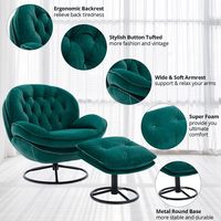 Fauteuil lounge moderne avec base en métal, repose-pieds, pivotant à 360 degrés, confortable, canapé de détente individuel - Meubles de salon pour la maison