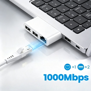 Hub <span class=keywords><strong>USB</strong></span> <span class=keywords><strong>C</strong></span> 4 en 1 blanc avec port Ethernet <span class=keywords><strong>LAN</strong></span> 100 Mbps 1000 Mbps, adaptateur ABS Type <span class=keywords><strong>C</strong></span> vers <span class=keywords><strong>USB</strong></span> 2.0 pour iPad Pro, MacBook, tablette, ordinateur portable - Product Image 1