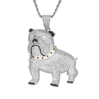 Collier pendentif chien bouledogue personnalisé, serti de CZ, bijoux hip hop pour hommes