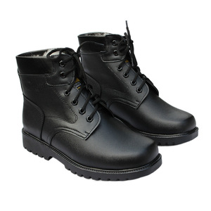 Bottes de neige en cuir chaudes pour hommes, semelle en caoutchouc, talon bas, bottes de travail d'hiver - Product Image 3