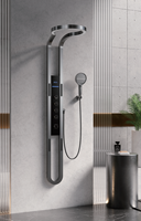 Panneau de douche moderne en cuivre, système de douche multifonction avec jet de pluie doux et lumière LED