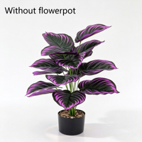 Plante artificielle de arrowroot à 18 têtes, 70 cm, violette et verte, en pot, feuilles tropicales, pour décoration intérieure, maison, bureau, vente en gros