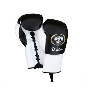 Ensemble de sparring noir et blanc « No Boxing No Life » en gros, avec lacets, comprenant des gants de boxe, un casque de protection et une protection inguinale - Product Image 5