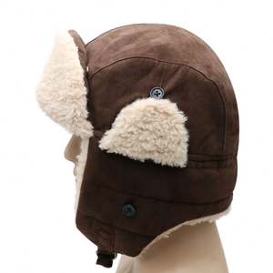 Chapeau d'hiver aviateur avec logo personnalisé, à rabats pour les oreilles, coloré, pour adultes unisexes, chapeau d'hiver trapper - Product Image 3