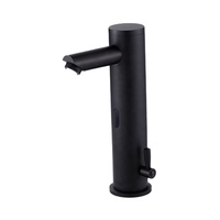 Robinet à capteur automatique en céramique noire moderne avec trou unique et mitigeur de lavabo avec noyau en céramique laiton