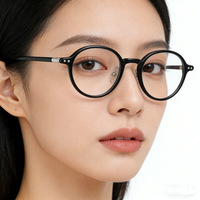 MS 9187 Bingkai Kacamata Bulat Full-Rim Retro TR90 untuk Pria Wanita Desain Ringan Bantalan Hidung yang Dapat Disesuaikan