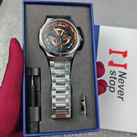 Jam Tangan Pria Terbaru 2026, Hadiah Jam Tangan Putar Model Mobil, Gaya Sporty, Baja Hitam, Jam Tangan Pria dengan Kotak Set, Arloji