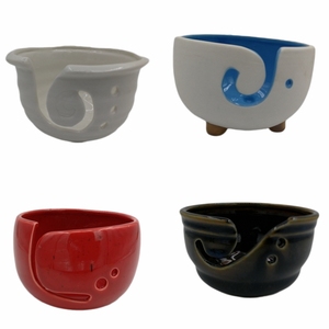 Cuenco de cerámica para hilo, soporte con tapa para tejer, almacenamiento de fibra para ganchillo y costura, para bolas de hilo, hecho a mano, estilo ángel, duradero, color personalizado - Product Image 5