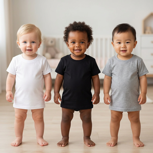 Vente en gros de t-shirts en coton à manches courtes pour enfants, couleur unie, vêtements pour enfants en stock - Product Image 3