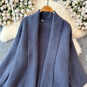Cardigan élégant grande taille à col en V pour <span class=keywords><strong>femme</strong></span> - <span class=keywords><strong>Manteau</strong></span> d'hiver haut de gamme en maille avec taille cintrée et liens à nouer - Product Image 4