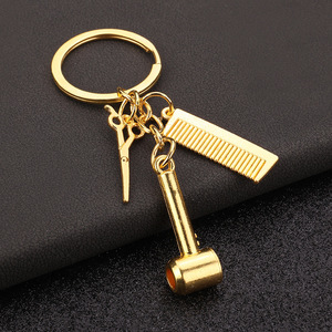 En gros, Breloques mini outils de <span class=keywords><strong>coiffure</strong></span> avec porte-clés, Ensemble de porte-clés pour coiffeur, Pendentif ciseaux et peigne en alliage pour clés de voiture - Product Image 4