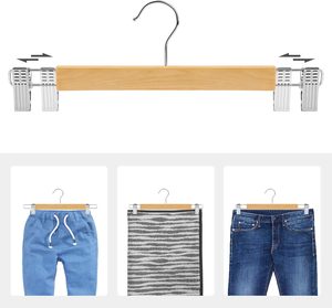 Wholesale U Shape Solid Metal Clip Wood Cloth Pant Trousers Hanger Adjustable Skirt Hanger Wholesaler - Product Image 3