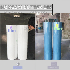 ฟิล์มถ่ายโอนลายกลิตเตอร์ Hongcai DTF ขนาด 30 ซม. 60 ซม. PU ทนความร้อนสูง แบบม้วน ลอกเย็น สำหรับพิมพ์ลายลงเสื้อยืด - Product Image 2