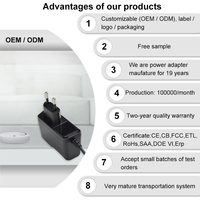 Adaptador de Corriente Universal AC/DC de 5V-24V 0.5A-3A 12W-36W con Certificación DOE VI, CE, FCC y SAA para LED, CCTV, Router, Fabricante OEM