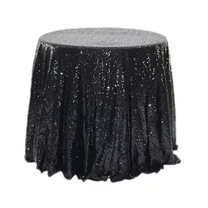 圆桌布婚礼120英寸圆桌布婚礼派对黑色亮片桌布