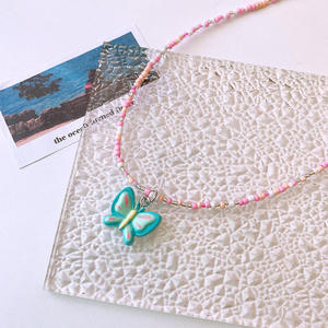 Collana di Perline per Bambini <span class=keywords><strong>con</strong></span> Farfalle e Cuori Colorati, Collana e Braccialetto Cartoon per Piccole Principesse - Product Image 2